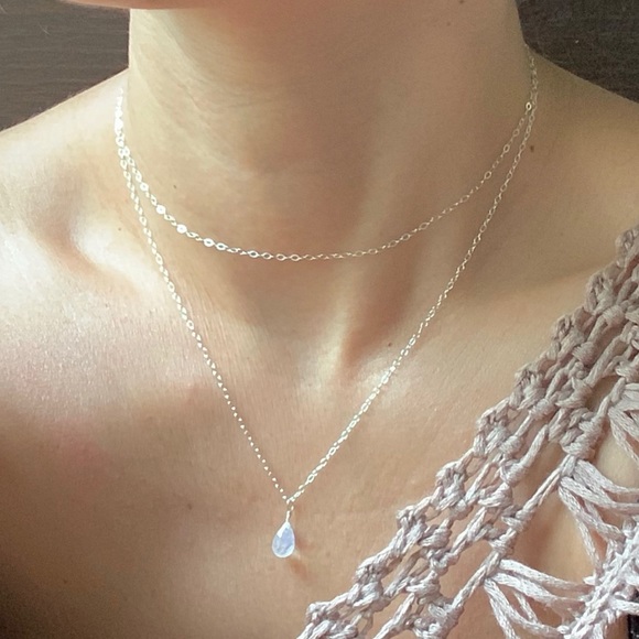 By Love_K Design Jewelry - Layered Moonstone Dewdrop Necklace 925 S Silver